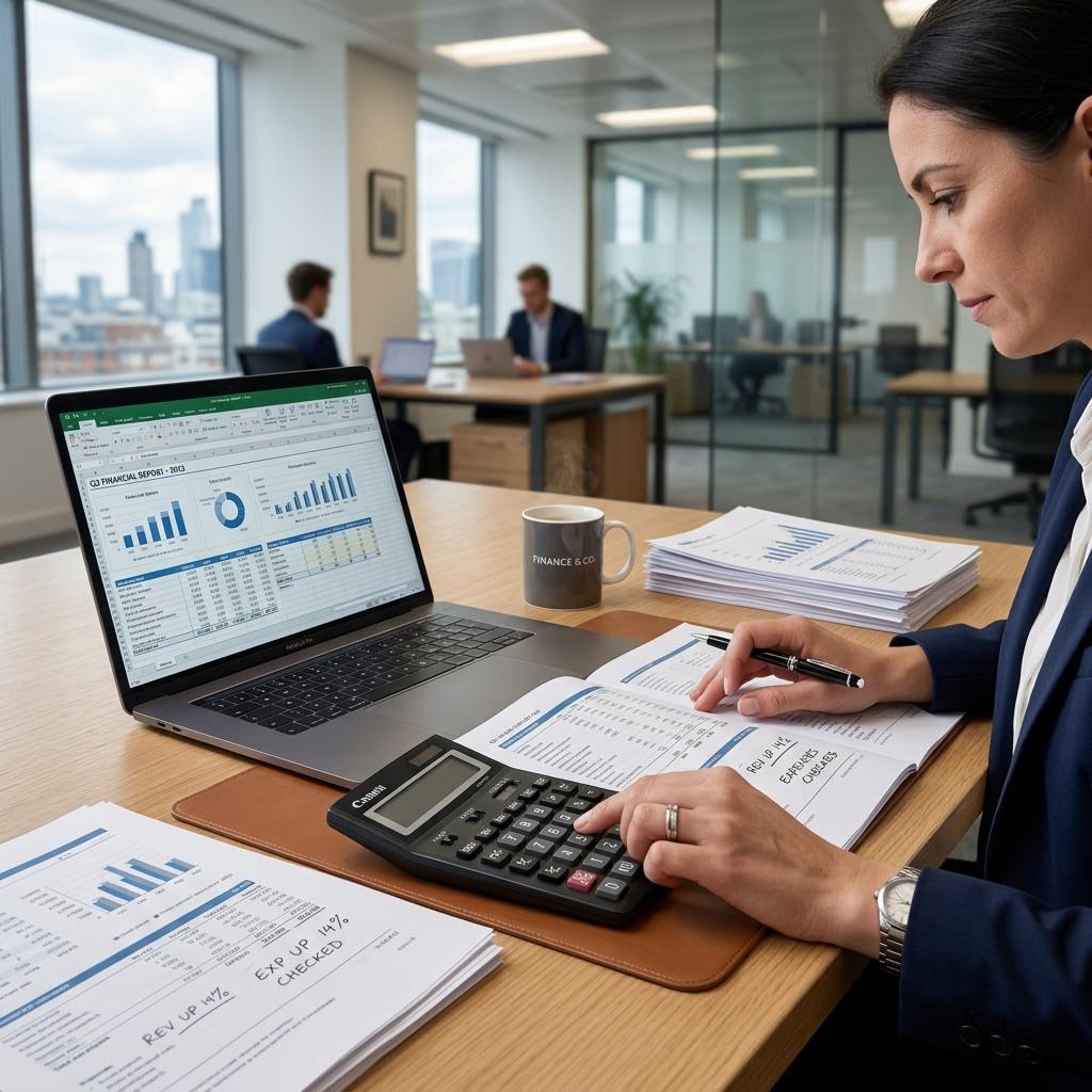 Accountant preparing financial reports