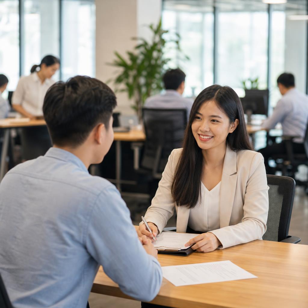 Remote staff recruitment interview in Vietnam